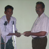 Beneficiary is receiving financial assistance to start petty shop of daily usage plastic  things sale