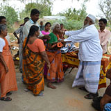 Distribution of (new cloths, mats) in welfare needs distribution in rural areas to poor beneficiaries